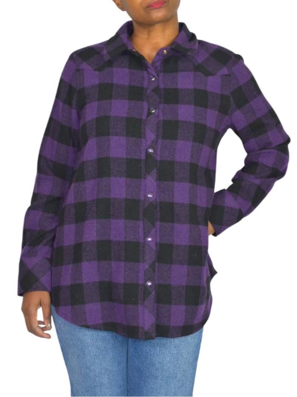 NWT TUCKERNUCK Aubergine Buffalo Check Parker Shacket Jacket Purple Black Small